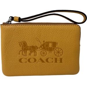 SOLD Coach Women's Corner Zip Wristlet With Horse And Carriage (Honeycomb)